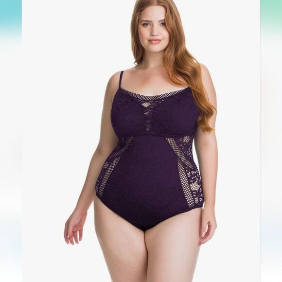 New Becca Purple Pace Swimsuit Size 3x - Picture 1 of 14